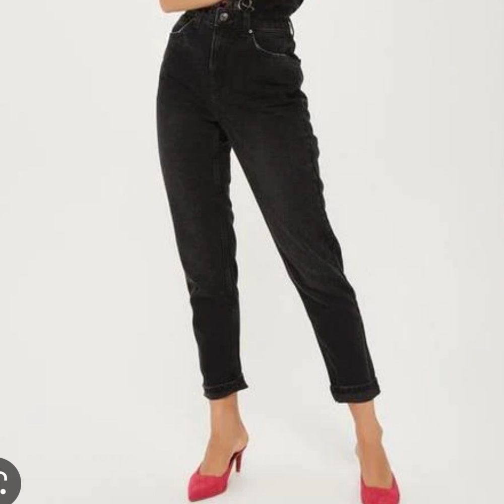 Topshop Moto Mom High Waist Black Jeans Size 26